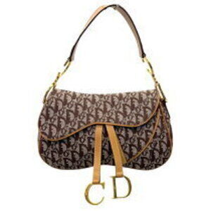 Christian Dior Trotter Double Saddle Bag Brown Jacquard Handbag